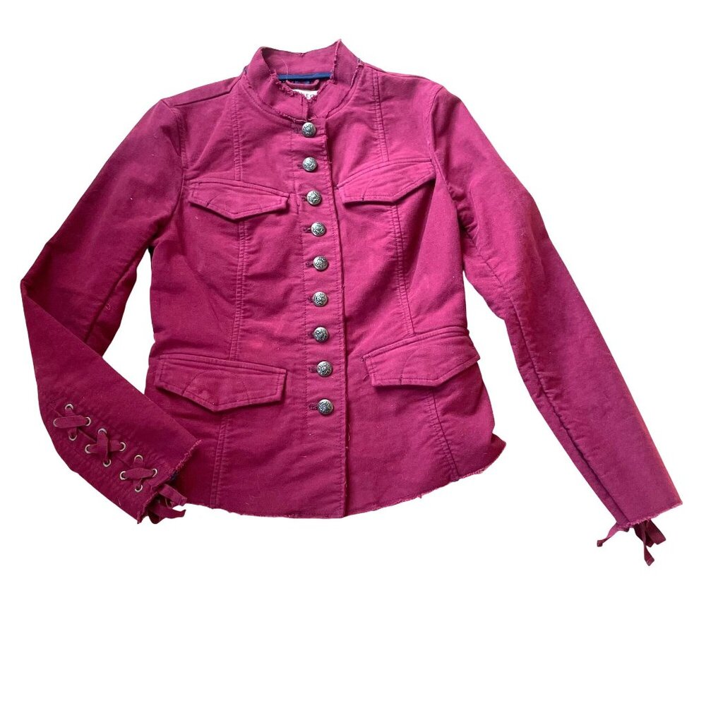 Free People Ella Sergeant Utility Military Jacket Women's Size Small Maroon